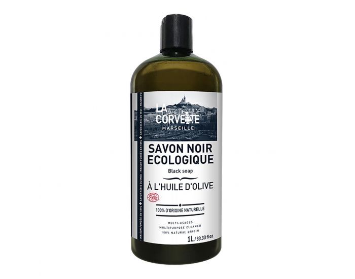 LA CORVETTE Savon Noir � l'Huile d'Olive Liquide Ecocert - 1l