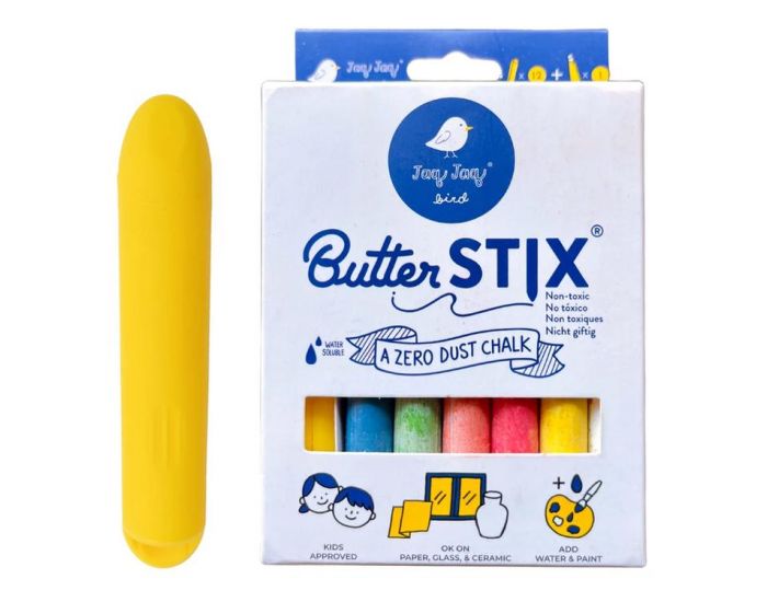 JAQ JAQ BIRD 12 Craies COLOREES Z�ro poussi�re + 1 porte craie - D�s 3 ans