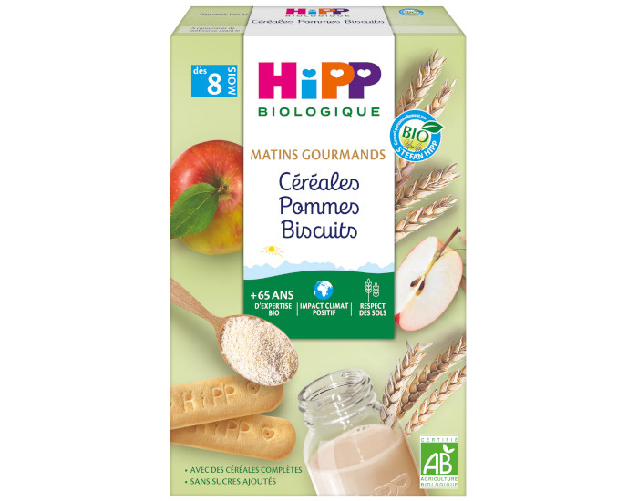 HIPP Céréales Matins Gourmands - Pommes Biscuits - Dès 8 Mois - 250 g