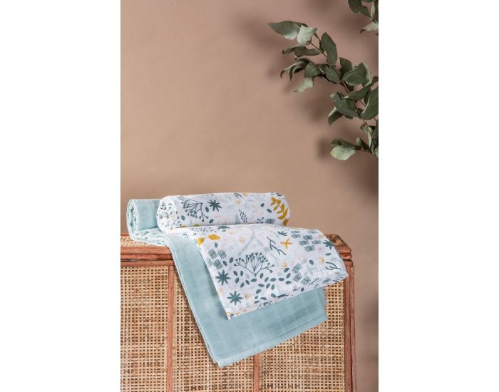 KADOLIS Maxi langes 100% coton bio � motifs Yukari - Lot de 2