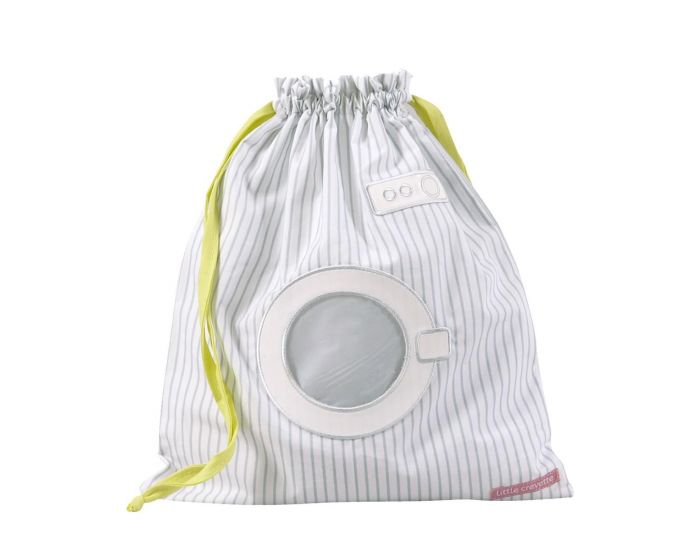 LITTLE CREVETTE Sac � linge mouill� ray� gris Machine � laver