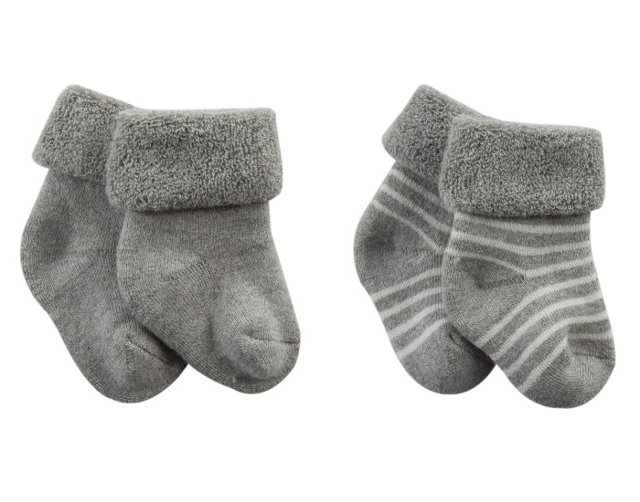 lot de 2 paires de chaussettes bebe - raye gris - naissance (Iobio) - Couverture