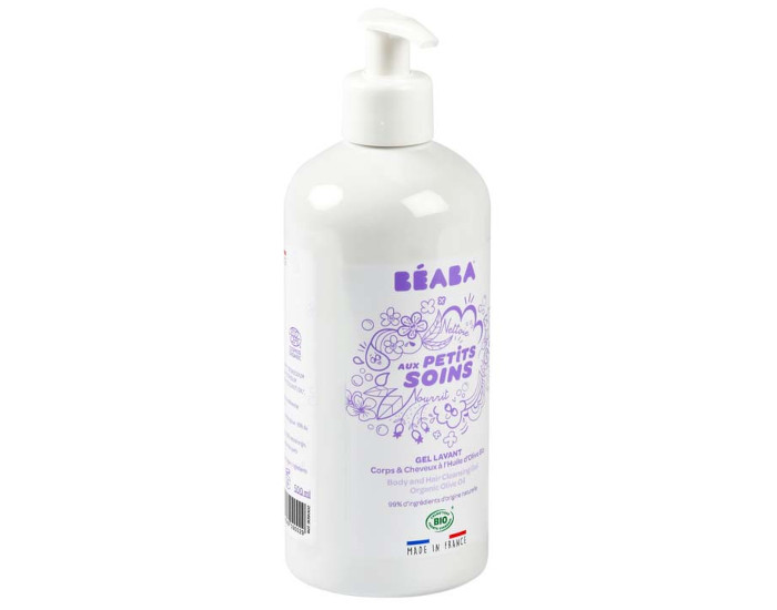 BEABA Gel Lavant Corps & Cheveux à l'Huile d'Olive Bio - 500ml