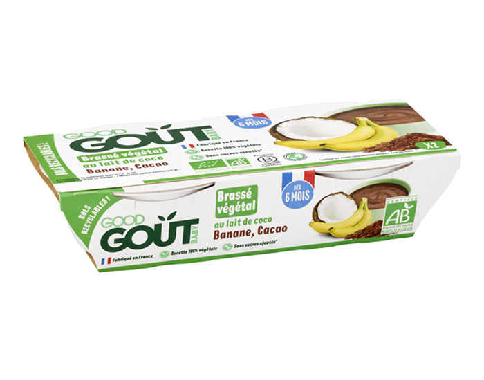 GOOD GOUT Brass� V�g�tal Lait de Coco Banane Cacao - 2 x 100g - D�s 6 mois