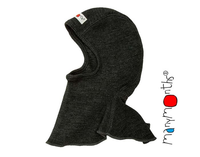 MANYMONTHS Bonnet Cagoule Enfant - Laine M�rinos - Foggy Black