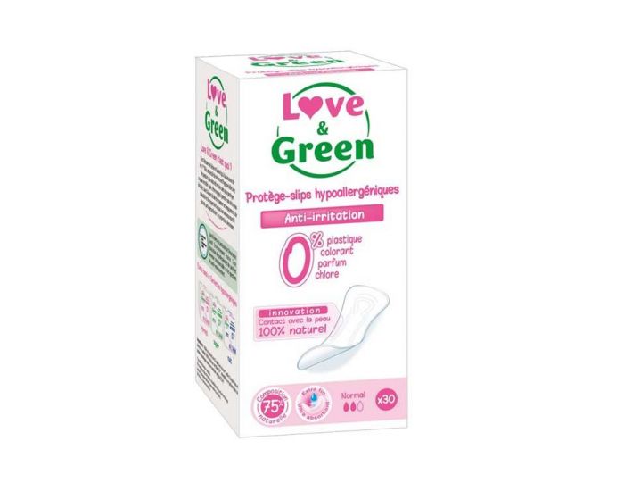 LOVE & GREEN Bote de 30 Protge Slips Hypoallergniques Jetables