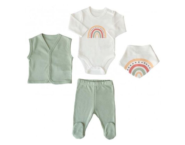 KITIKATE Ensemble B�b� 4 Pi�ces en Coton Bio Rainbow