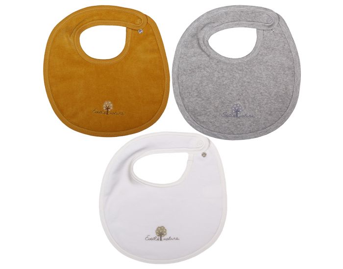 EVEIL ET NATURE Lot de 3 Bavoirs Doubl�s - 0-12 mois