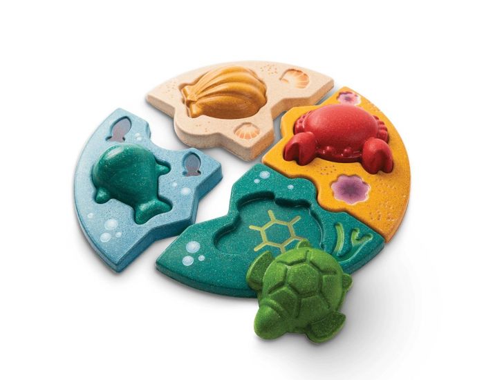 PLAN TOYS Puzzle La vie marine - Ds 12 mois