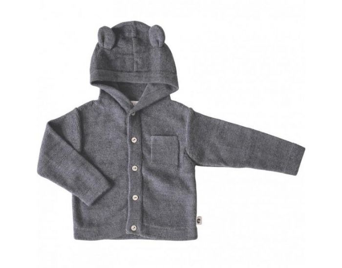 KARIN� Gilet B�b� en Coton Bio et Laine d'Alpaga - Gris Anthracite