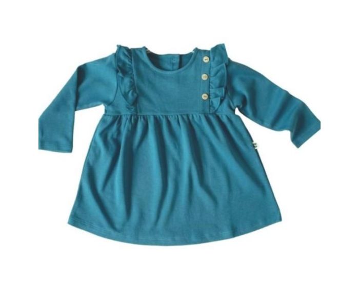 KARIN� Robe B�b� � Volant en Coton Pima Bio - Bleu Canard