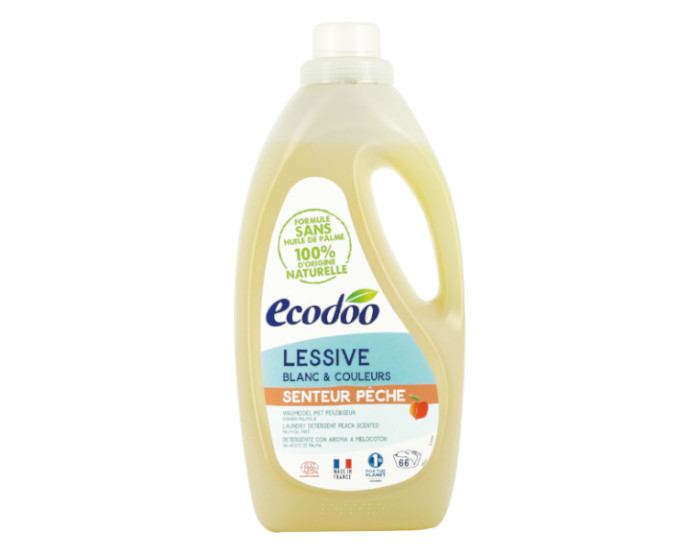 ECODOO Lessive Blanc et Couleurs Liquide Ecologique - Senteur Pêche 2L