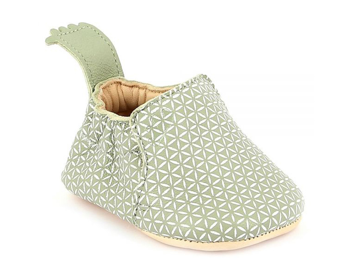 EASY PEASY Chaussons en Cuir Blumoo Net Amande-Blanc