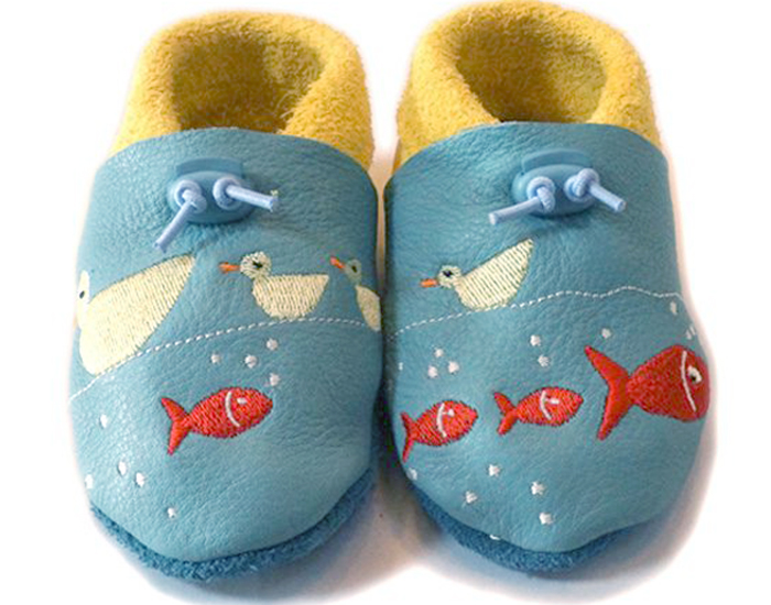 TOM ET LUMI Chaussons en Cuir - Plume et Bulle