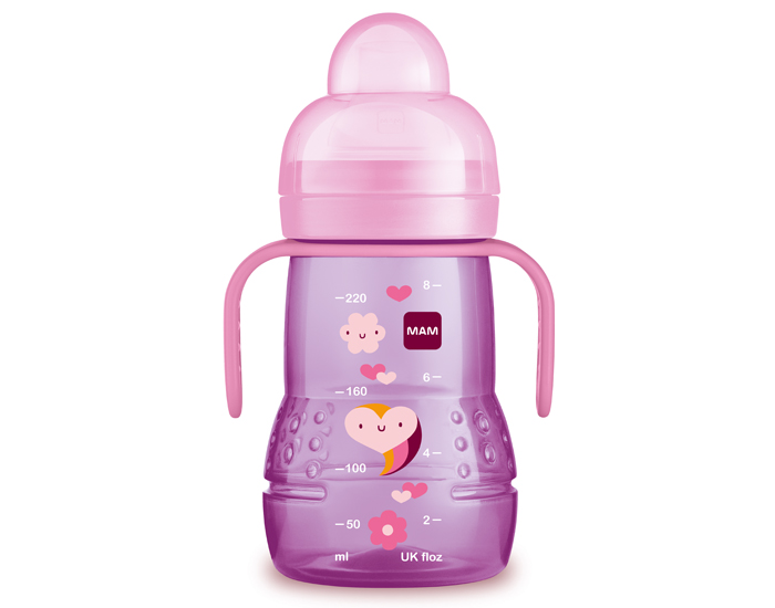 MAM Biberon de Transition Bec Souple Antifuite Silicone - 220 ml - Violet