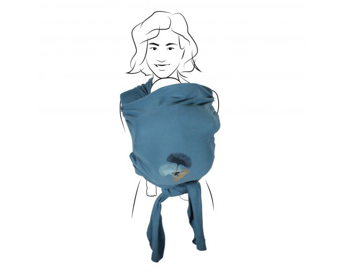 NATURNA Echarpe de Portage Jersey Coton Bio - Couleur Bleue Motif Hana