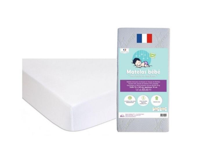 EASY DORT Matelas 70x140 Lit B�b� Bambou + 2 Al�ses
