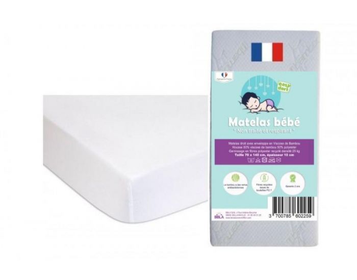 EASY DORT Matelas Lit B�b� Viscose de Bambou + 2 Al�ses Coton Bio 