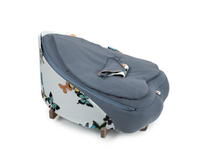 NATURNA Coussin de Maternit� Multifonctions  Coton Bio - Transat Feuille 4 en 1 - Papillons Ardoise