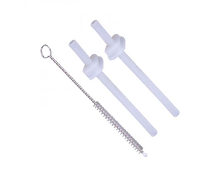TUM TUM Lot de 2 Pailles en Silicone + 1 Brosse 