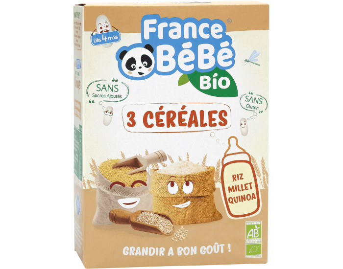 FRANCE BEBE BIO 3 Crales Sans Gluten - 200g - Ds 4 mois
