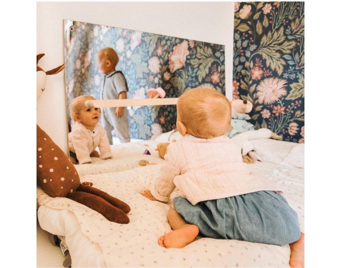 MONTI FAMILY Miroir Mural Montessori avec Barre d'Appui - Ds 3 mois