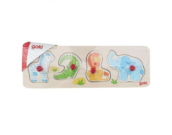 GOKI Puzzle  boutons Animaux sauvages n1 - Ds 12 mois