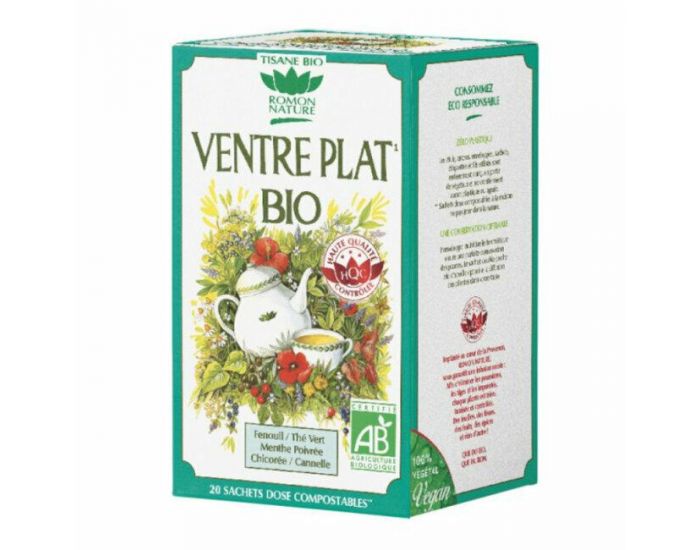ROMON NATURE Tisane Ventre Plat Bio - Fenouil, Th� vert - 20 Sachets