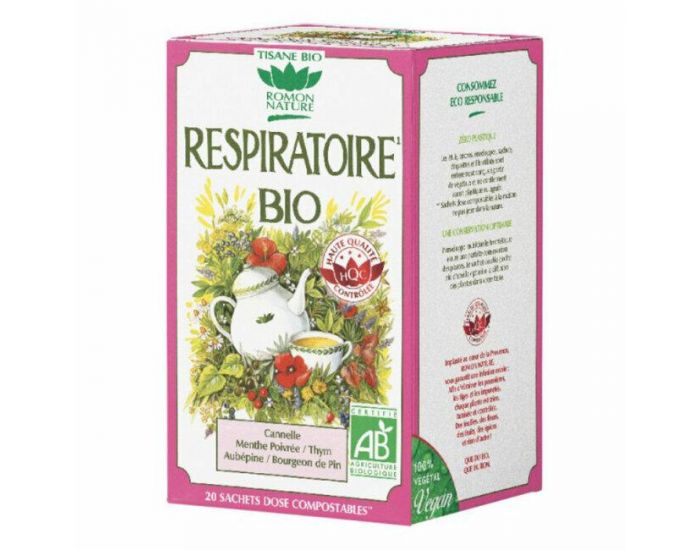 ROMON NATURE Tisane Respiratoire bio - Thym, Cannelle - 20 sachets
