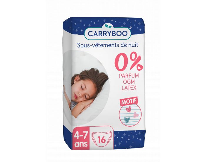 CARRYBOO Paquet de 16 Sous-vtements de Nuit Absorbants - Fille -  4-7 ans (17  30 kg)  