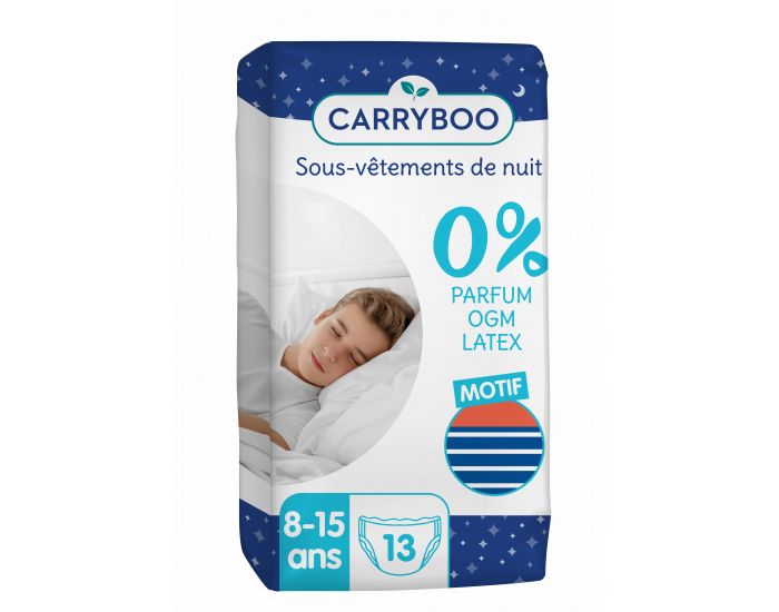 CARRYBOO Paquet de 13 Sous-vêtements de Nuit Absorbants - Garçon -  8-15 ans (17 à 30 kg) 