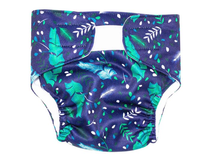 BABYCALIN Couche lavable 4-8 mois - Feuilles fond bleu