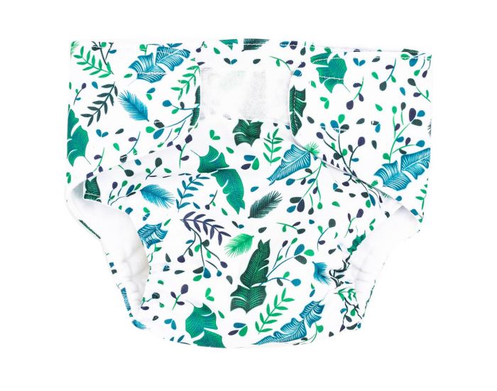 BABYCALIN Couche lavable 8-12 mois - Feuilles fond blanc