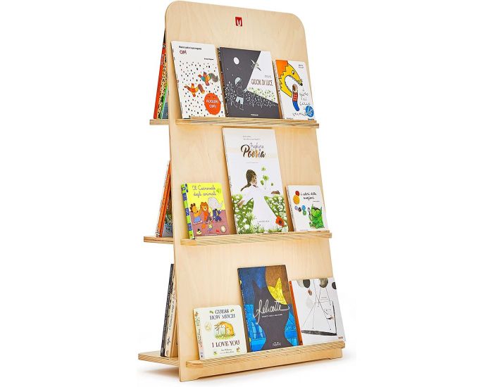 BIANCONIGLIOKIDS Biblioth�que Montessori Enfant Exposition Pleine Frontale BUK 100 - Bois Naturel