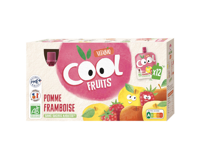VITABIO Pack Famille Cool Fruits Pomme Framboise Acérola - 12x90g