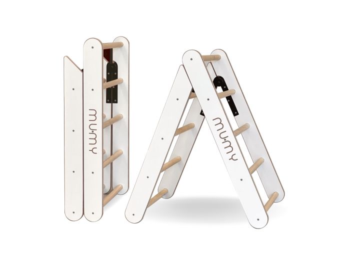 MUMY Triangle Pikler Pliable L�ger Solide EasyClimb - Bois Recycl� Blanc - D�s 8 mois