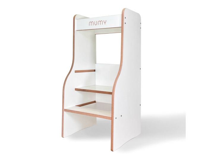 MUMY Tour d'Observation Montessori Enfant EasyStep Compacte Evolutive S�curis�e - Bois Recycl� Blanc