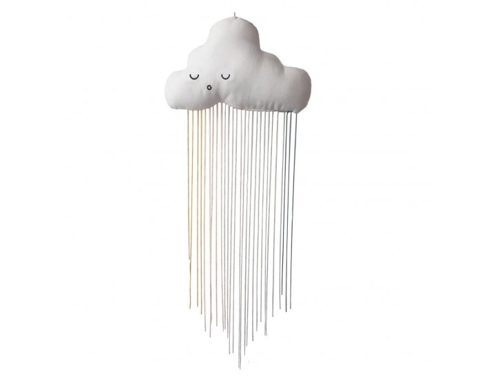FABELAB  Mobile nuage arc-en-ciel en coton bio