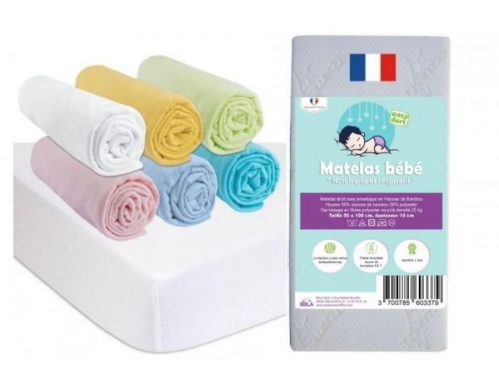 EASY DORT Matelas + 6 Draps Housse Multi + 2 Alses Coton - 50x100cm