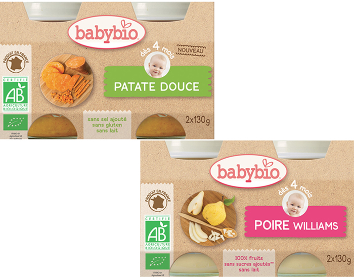 BABYBIO Pack Ma Premire Diversification - Patate Douce et Poire - Ds 4 mois