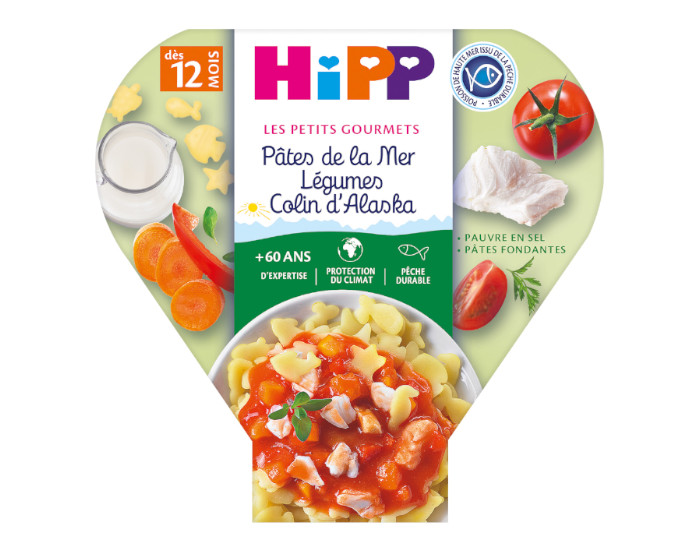 HIPP Les Petits Gourmets - Ptes de la Mer Lgumes Colin Alaska - 230g - Ds 12 mois