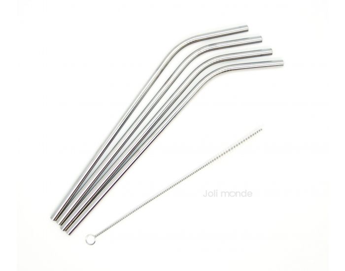 JOLI MONDE Ensemble 4 Pailles Inox - Longues & Courbes