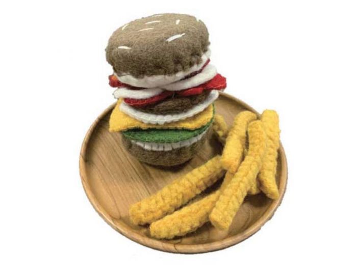 PAPOOSE TOYS Set Repas en Laine Feutr�e - Hamburger Frites - D�s 3 ans