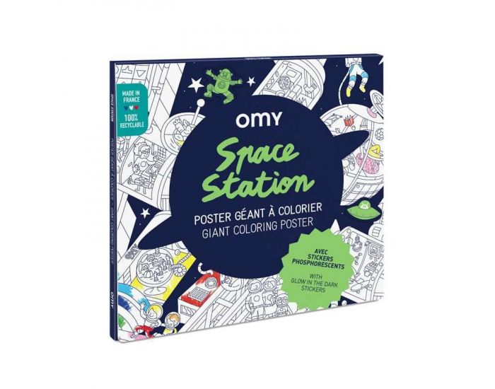 OMY Poster  Colorier et Stickers Phospho - Space Station