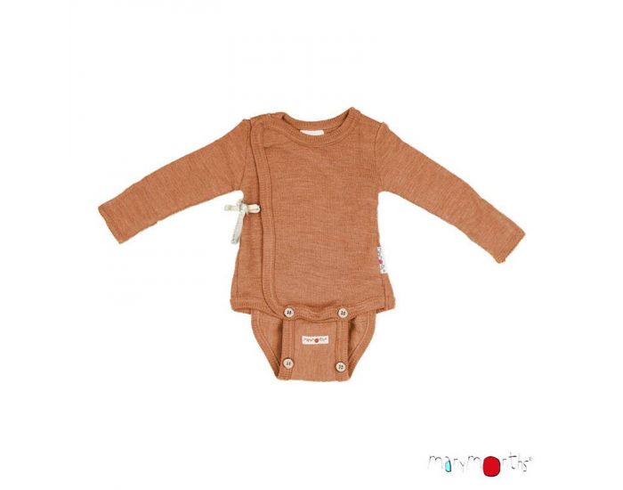 MANYMONTHS Body Kimono �volutif Manches longues en pure laine m�rinos Potter's Clay - MANYMONTHS