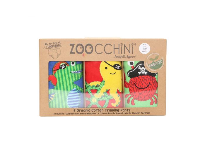ZOOCCHINI Culottes d'Apprentissage en Coton Biologique pour gar�on - Pirates 100% coton biologique