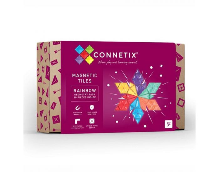 CONNETIX Jeu Magntique Translucide - Geometry Pack - 30 Pices - Ds 3 ans