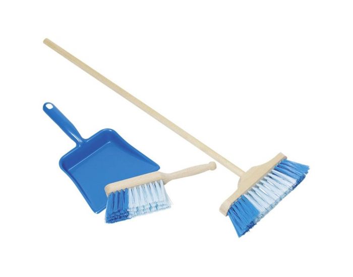 GOKI Set 3 pi�ces balai, pelle et balayette - Bleu - GOKI