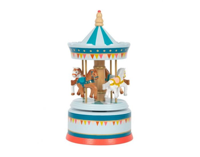 SMALL FOOT COMPANY Bo�te � musique carrousel � chevaux en Bois - D�s 3 ans
