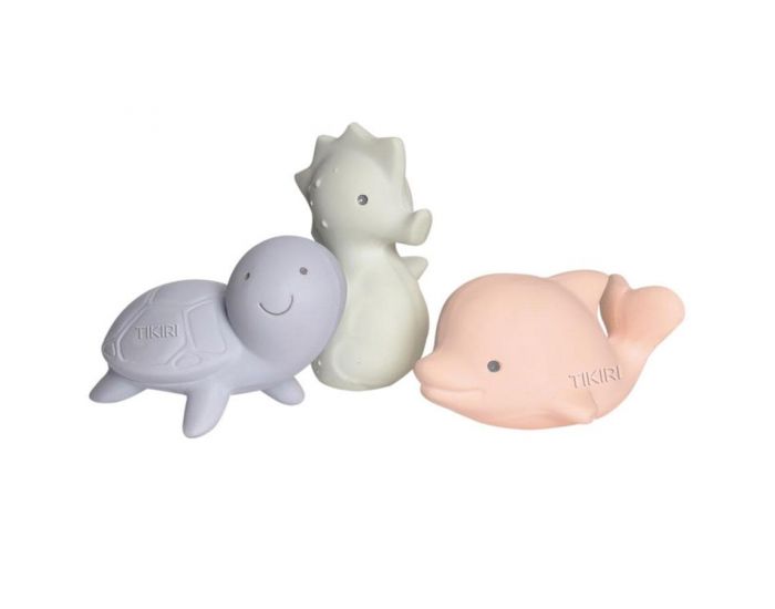 TIKIRI Set de 3 animaux en caoutchouc naturel Marshmallow - Oc�an - TIKIRI